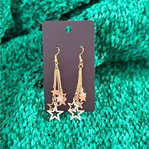 Elegant Gold Star Drop Earrings
